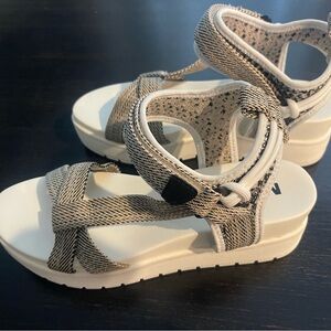 MIA Black and White Sandals with Adjustable Straps and Thick Sole